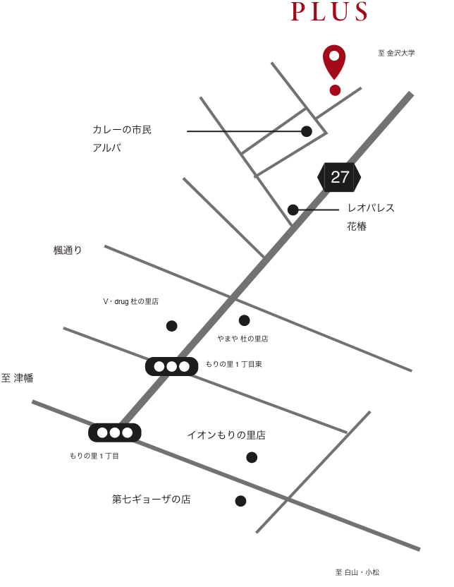 plusへのルートを示したマップ